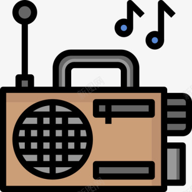 收音机家用电器13线性颜色图标图标