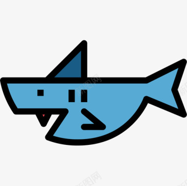 鲨鱼动物6线形颜色图标图标