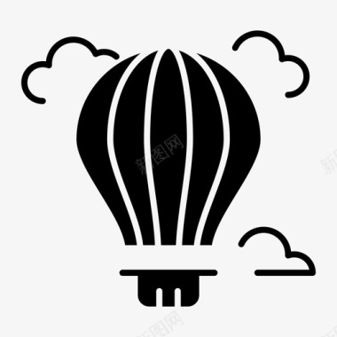 热气球旅游和户外娱乐图标图标