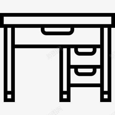 办公桌家具73直线型图标图标