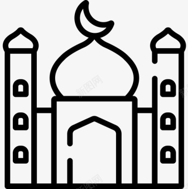 清真寺精神12直线图标图标