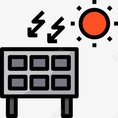 太阳能电池板工业15线性颜色图标图标