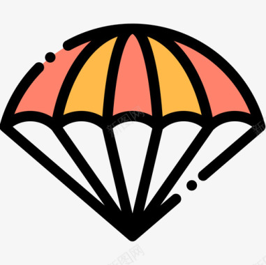 降落伞极限运动19线性颜色图标图标