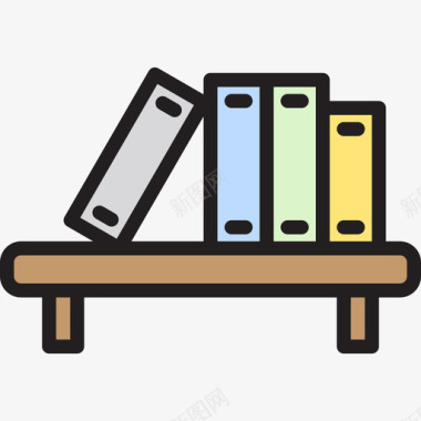 书架家具和家居14线性颜色图标图标
