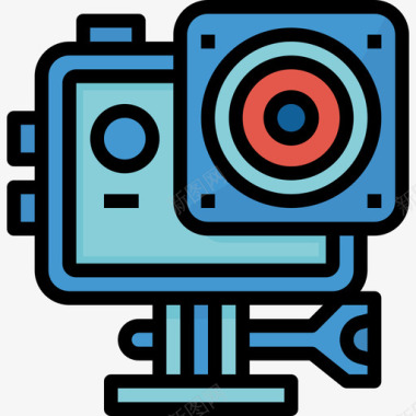 动作摄像机小工具6线性颜色图标图标