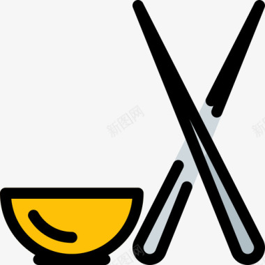 筷子厨房46线颜色图标图标