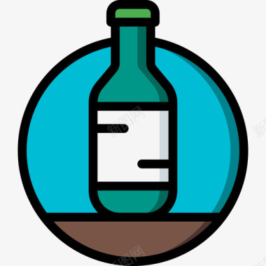 瓶子节日2线性颜色图标图标