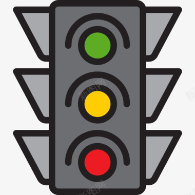 交通灯导航15线型颜色图标图标