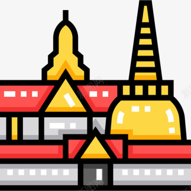泰国曼谷12线性颜色图标图标