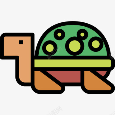 乌龟动物6线形颜色图标图标