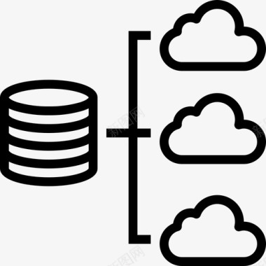 服务器云计算32线性图标图标