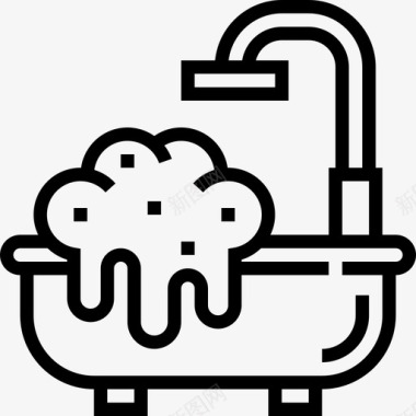 浴缸spa元素3线性图标图标