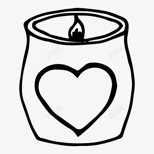 蜡烛烛台手绘图标svg_新图网 https://ixintu.com 心形 情人节 手绘 烛台 蜡烛