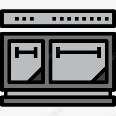 微波炉厨房工具15线性颜色图标图标