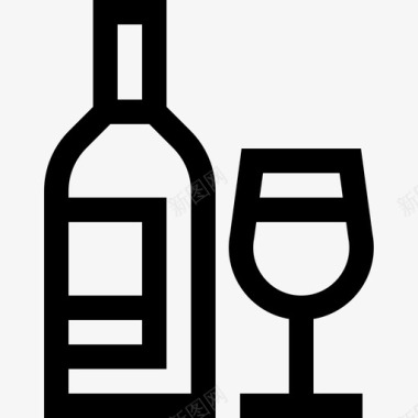 酒瓶葡萄酒5线性图标图标