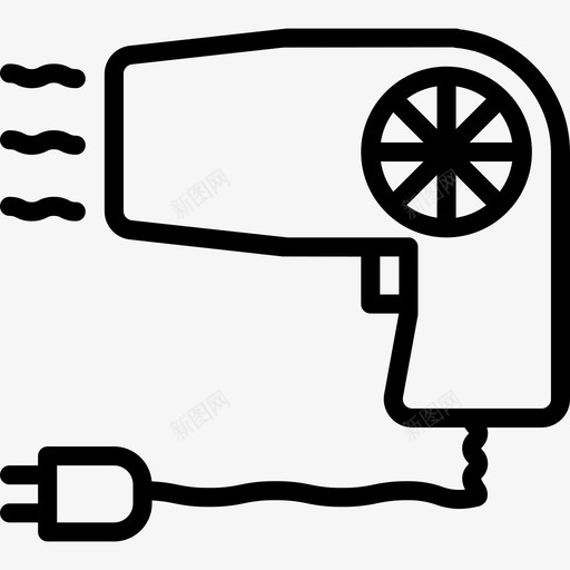 吹风机家用电器设备线性图标svg_新图网 https://ixintu.com 吹风机 家用电器设备 线性