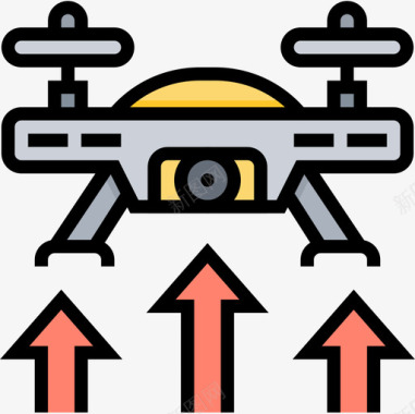 起飞无人机3线性颜色图标图标