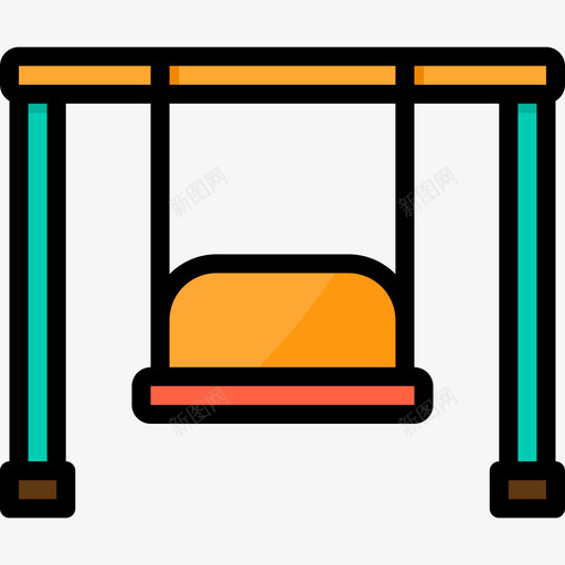 秋千游乐场9线性颜色图标svg_新图网 https://ixintu.com 游乐场9 秋千 线性颜色