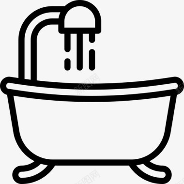 浴缸家具和家用13线性图标图标