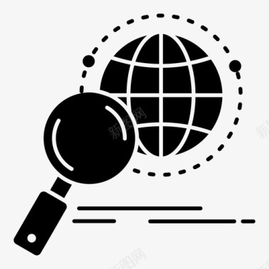 全球搜索全球放大镜图标图标