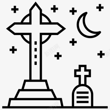 墓地葬礼墓碑图标图标