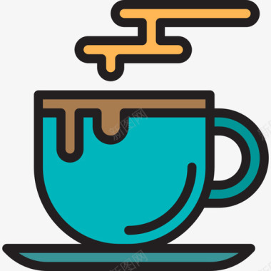 热咖啡咖啡店77线性颜色图标图标
