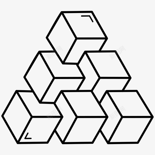 彭罗斯三角视错觉等距立方体图标svg_新图网 https://ixintu.com 三维效果 彭罗斯三角 心理技巧 数学对象 等距立方体 视错觉