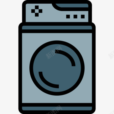 洗衣机清洁35线性颜色图标图标
