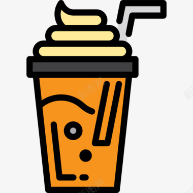 冰沙食品和饮料7线性颜色图标图标