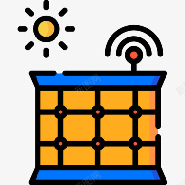 太阳能电池板智能家居11线性颜色图标图标