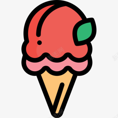 冰淇淋纯素食品原色图标图标