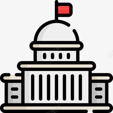 国会大厦政治2线条色彩图标图标