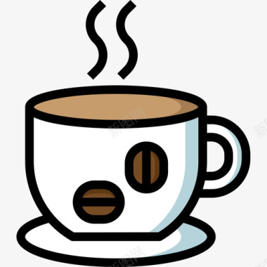 咖啡杯娱乐49线性颜色图标图标