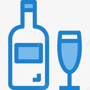 香槟饮料11蓝色图标图标