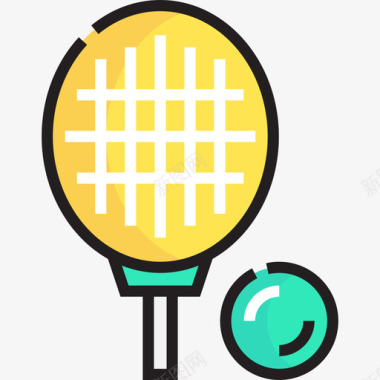 网球户外活动19线性颜色图标图标
