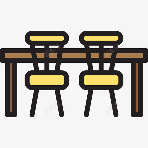 厨房餐桌家具和家居9线性颜色图标svg_新图网 https://ixintu.com 厨房餐桌 家具和家居9 线性颜色