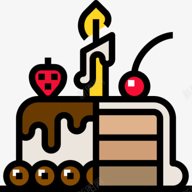 蛋糕派对和庆典6线性颜色图标图标