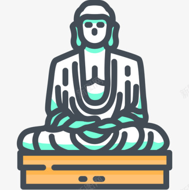 泰国大佛纪念碑18双色图标图标