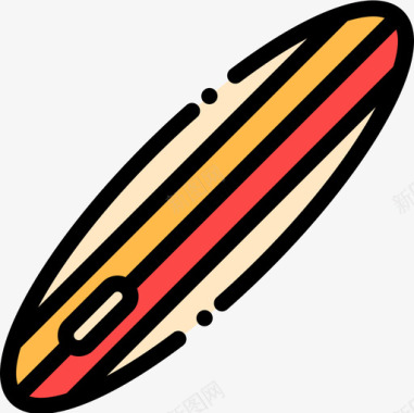 冲浪板极限运动19线性颜色图标图标