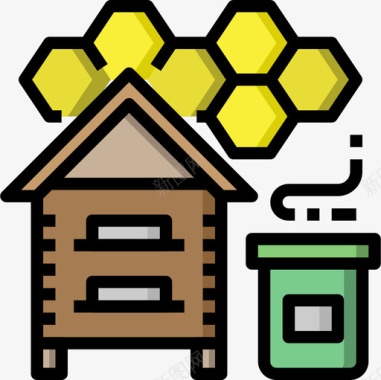 养蜂场养殖42线性颜色图标图标