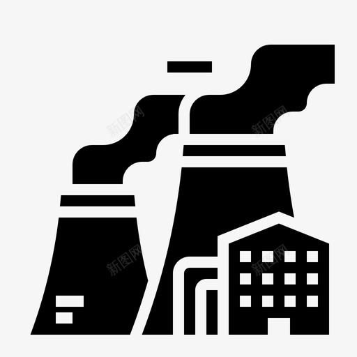 建筑冷却塔工厂图标svg_新图网 https://ixintu.com 冷却塔 工业 工业固体 工厂 建筑 核电站