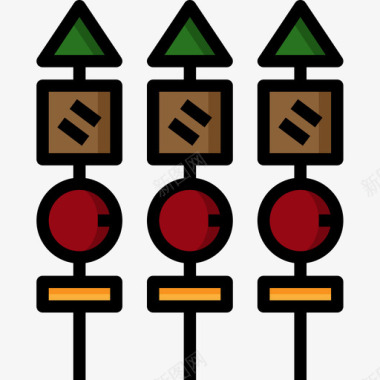 Brochette露营101线性颜色图标图标