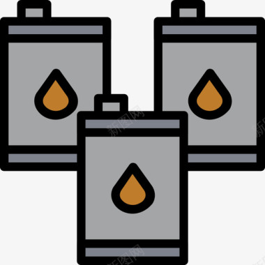 天然气石油工业3线性颜色图标图标