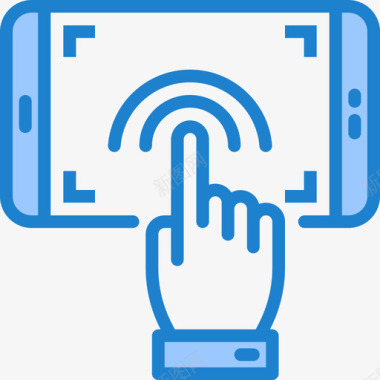 触摸屏智能手机应用程序6蓝色图标图标