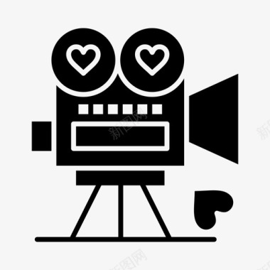 相机电影爱情情人节图标图标