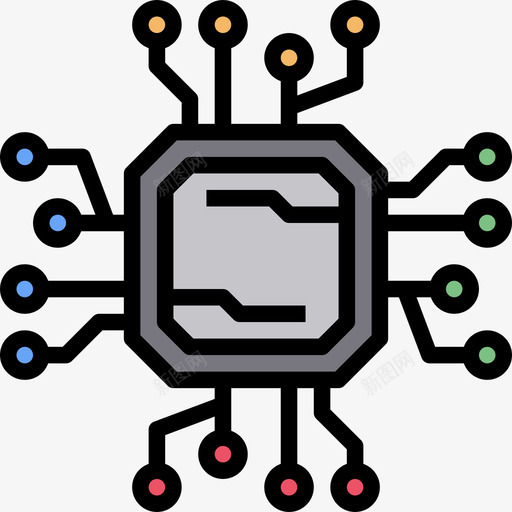 主板云技术14线颜色图标svg_新图网 https://ixintu.com 主板 云技术14 线颜色