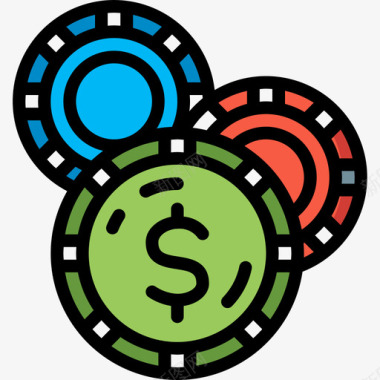 筹码赌博21线性颜色图标图标