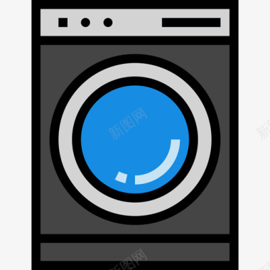 洗衣机电子设备8线性颜色图标图标