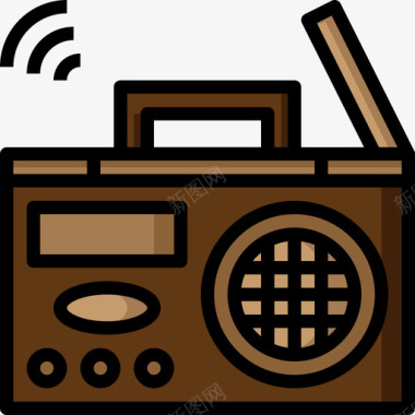 收音机野营101线性颜色图标图标