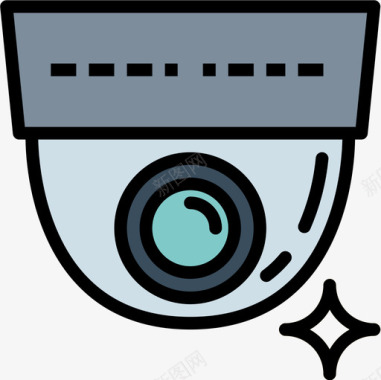 安全摄像头侦探3线性颜色图标图标